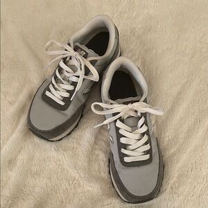 Gray and White Athletic Sneakers